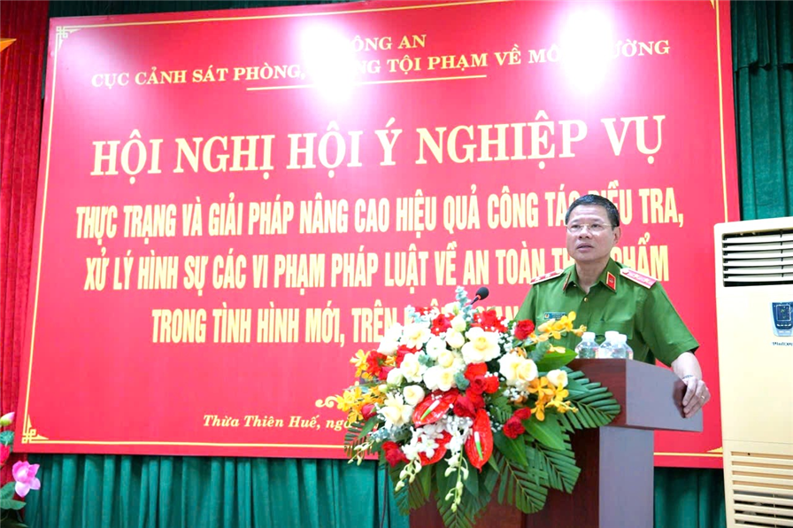 Trung tướng Trần Minh Lệ phát biểu tại Hội nghị.