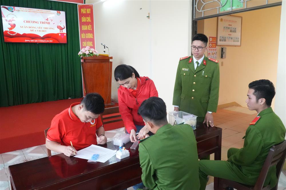 Bệnh viện đa khoa Quảng Ngãi sàng lọc xét nghiệm máu cán bộ, chiến sĩ tham gia ứng trực cứu người dịp Tết.