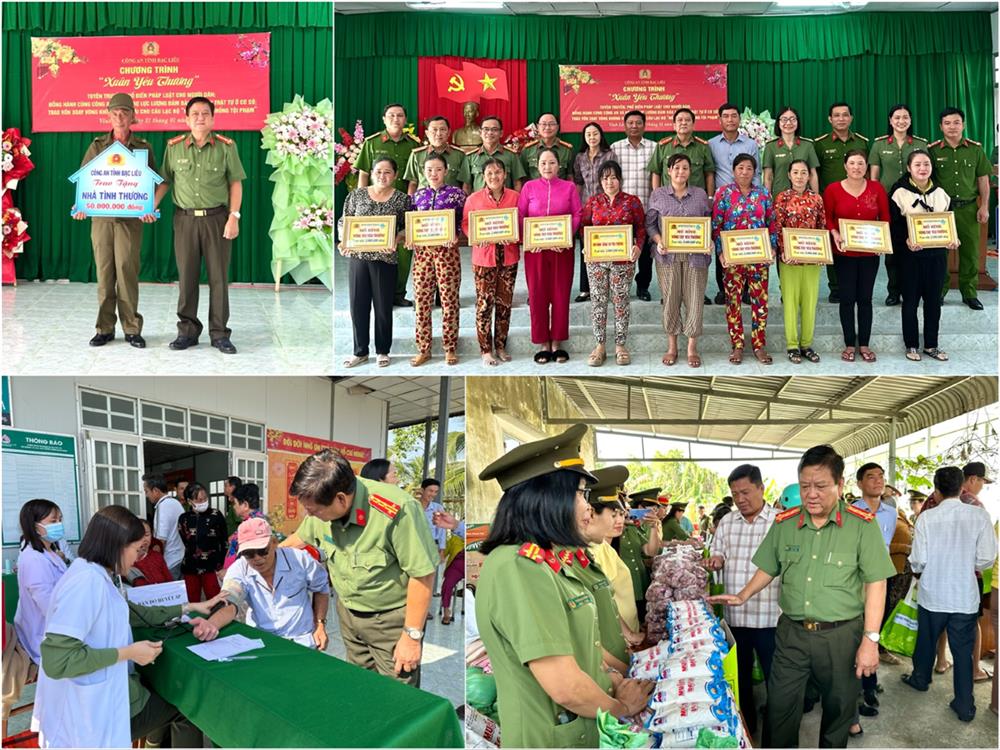 Hàng trăm phần quà được Công an tỉnh Bạc Liêu trao tận tay người dân có hoàn cảnh khó khăn trong dịp Tết.