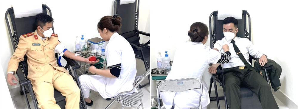 Cán bộ Công an huyện Yên Châu kịp thời hiến máu cứu bệnh nhân qua cơn nguy kịch.