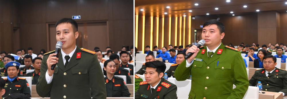 Đoàn viên thanh niên CAND đặt câu hỏi tại chương trình.