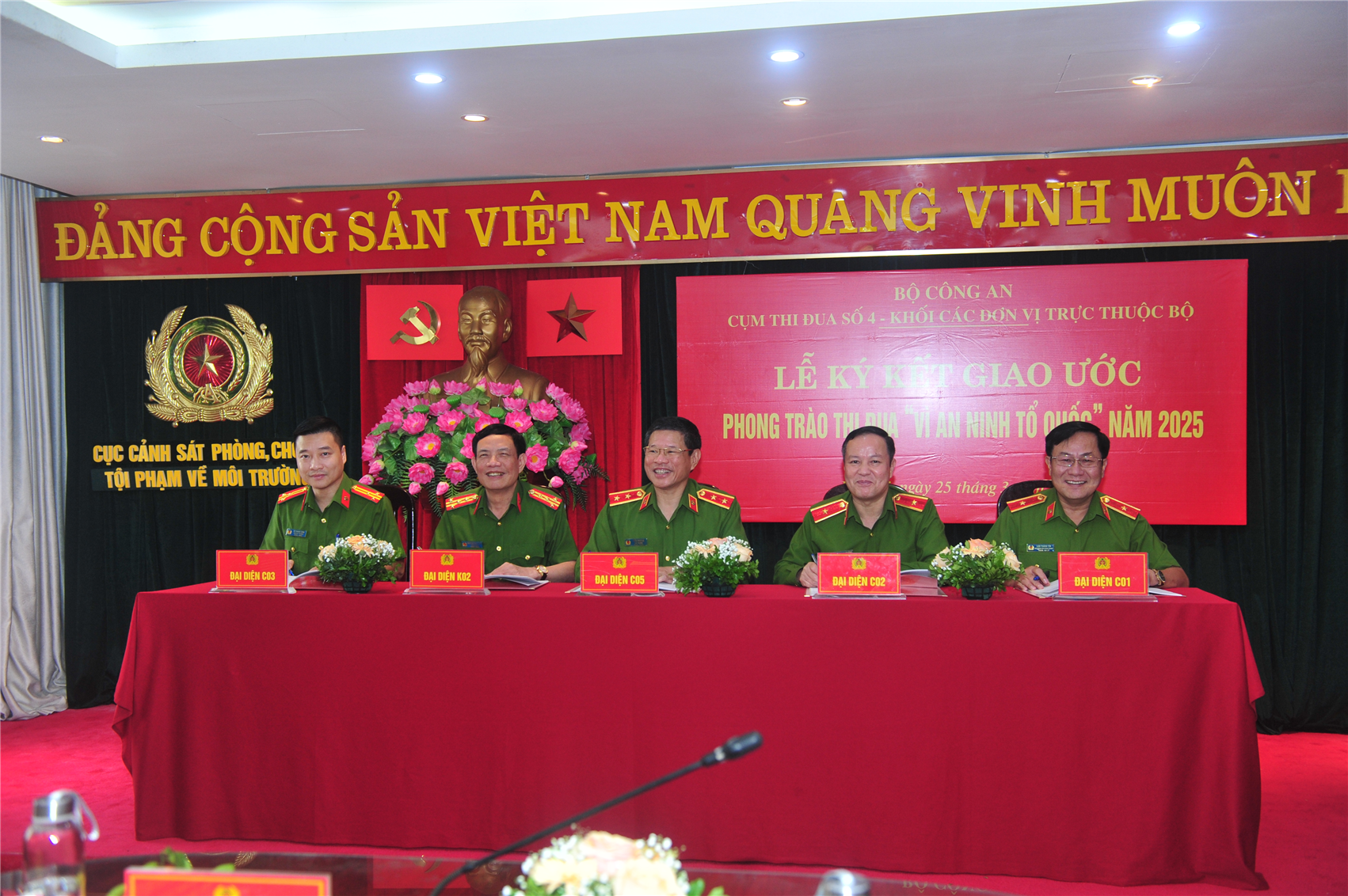 Lãnh đạo các đơn vị trong Cụm thi đua ký kết và trao giao ước thi đua Vì an ninh Tổ quốc năm 2025.