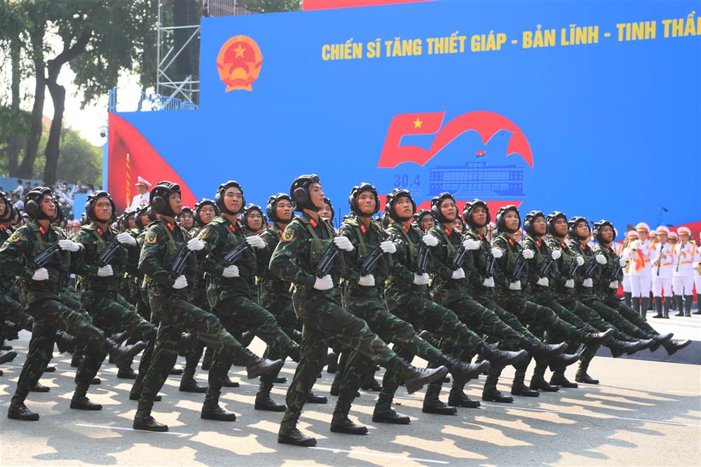 Khối các lực lượng Quân đội nhân dân tham gia diễu binh.