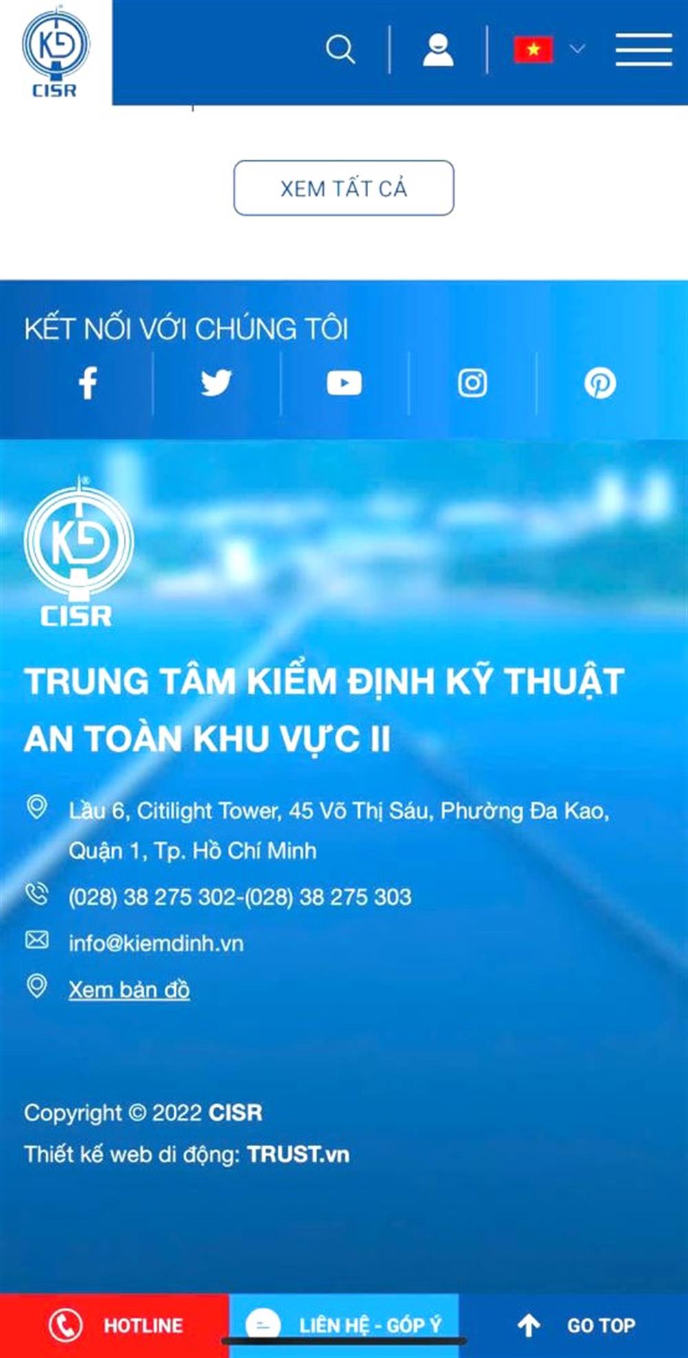 Trung tâm kiểm định kỹ thuật an toàn khu vực II có trụ sở tại phường Đa Kao, Quận 1, Tp. Hồ Chí Minh