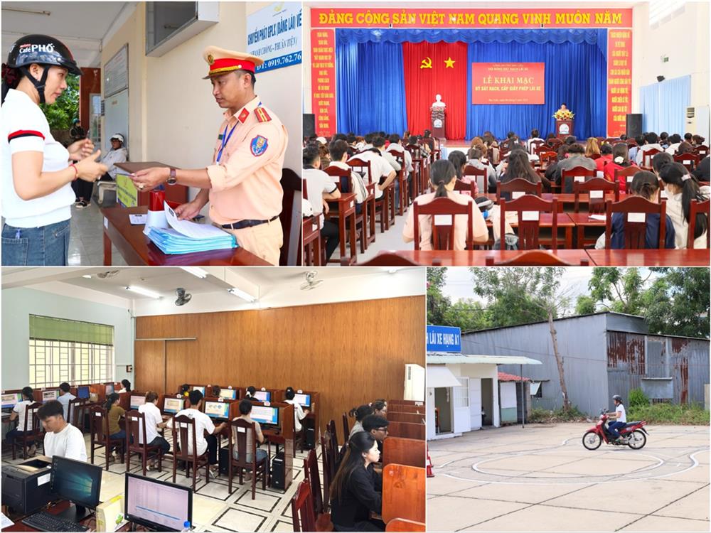 Công an tỉnh tổ chức thi sát hạch lái xe mô tô, ô tô các hạng.