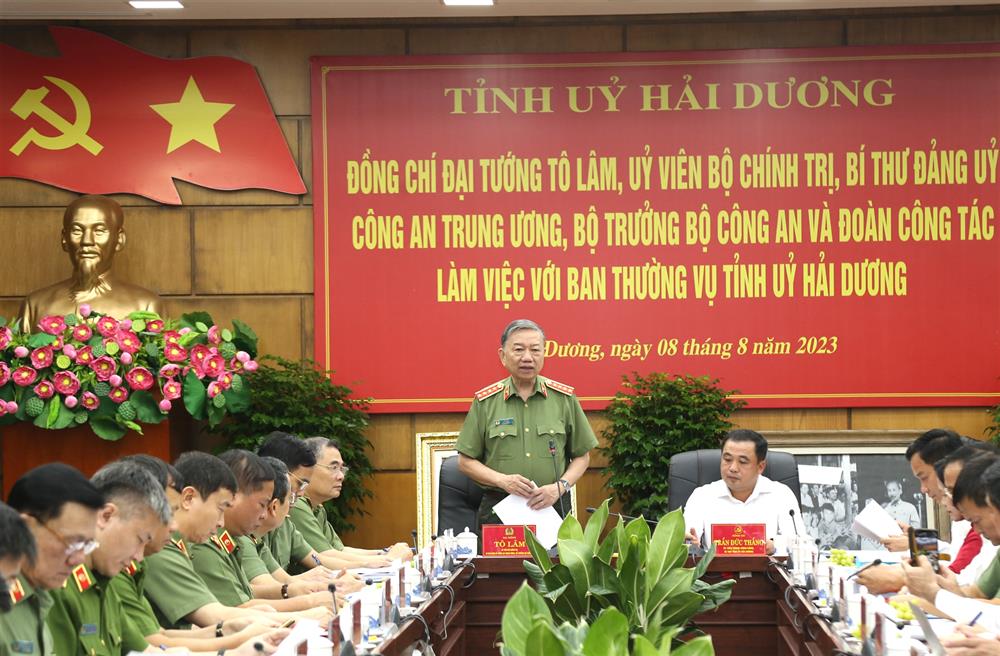 Bộ trưởng Tô Lâm phát biểu tại buổi làm việc.
