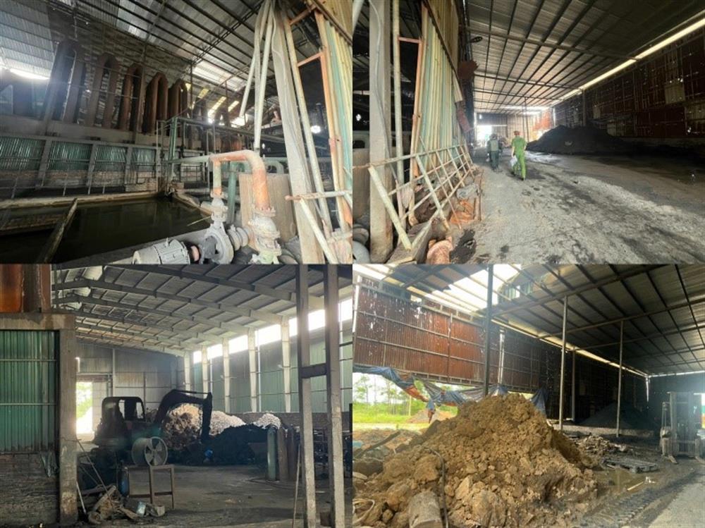 Toàn cảnh bên trong xưởng sản xuất kim loại không phép, nơi phát sinh chất thải nguy hại được các đối tượng chôn lấp ra môi trường.