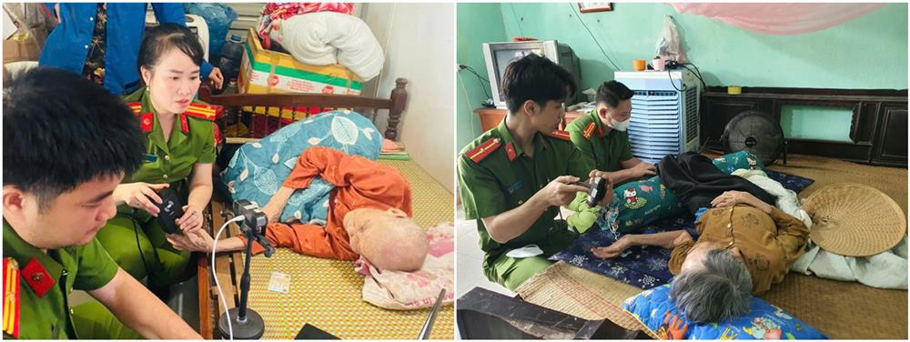 Cán bộ, chiến sĩ Công an Thanh Hóa trực tiếp đến các gia đình liệt sĩ già yếu, để thu nhận mẫu ADN.