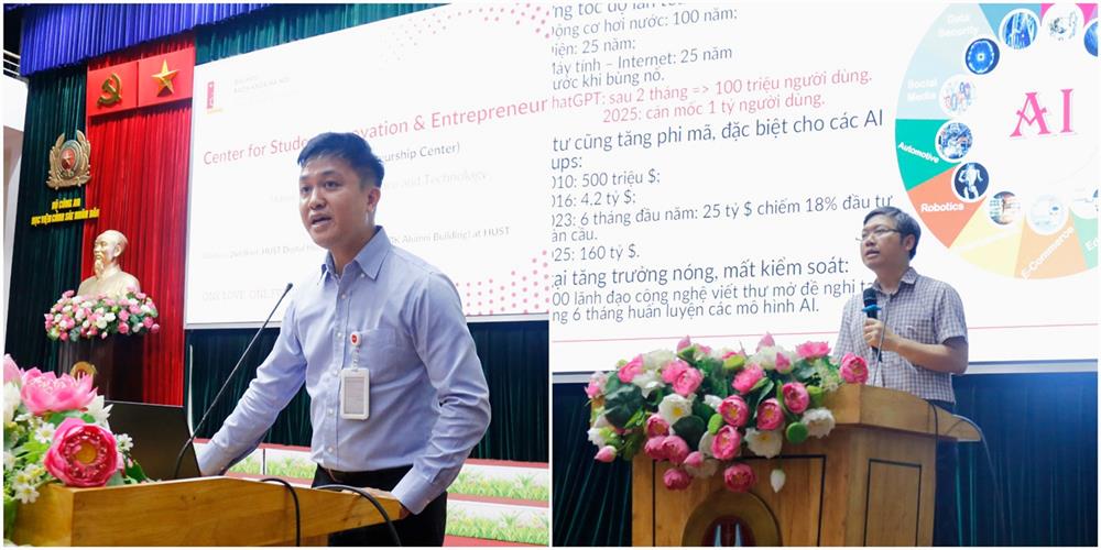 Báo cáo viên chia sẻ nội dung chuyên đề tại Học viện CSND.