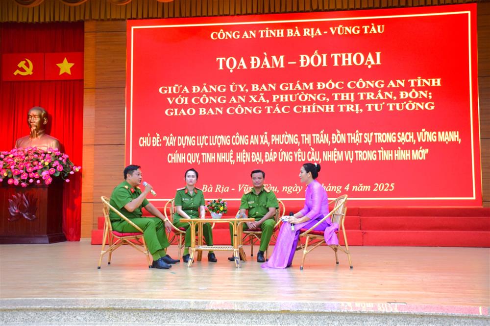 Công an tỉnh Bà Rịa – Vũng Tàu tổ chức tọa đàm, đối thoại về xây dựng công an cấp xã trong sạch, vững mạnh, chính quy, tinh nhuệ.