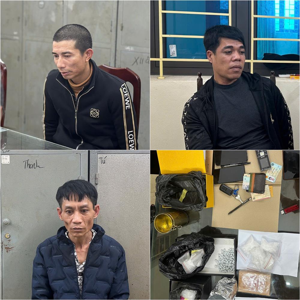 Các đối tượng và tang vật vụ án.