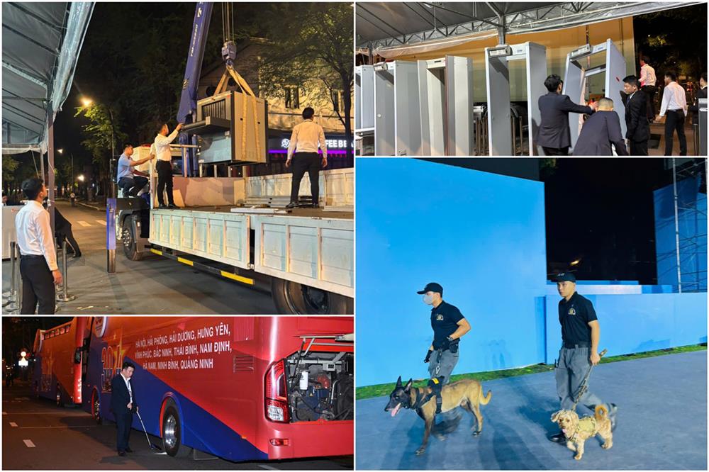 Lực lượng Cảnh vệ chuẩn bị các công tác phục vụ kiểm tra an ninh.