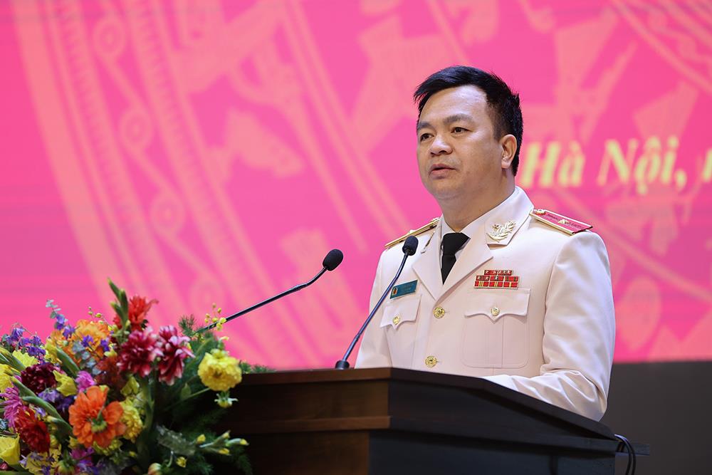 Thiếu tướng Hoàng Văn Hà, Cục trưởng Cục An ninh điều tra phát biểu tại sự kiện.
